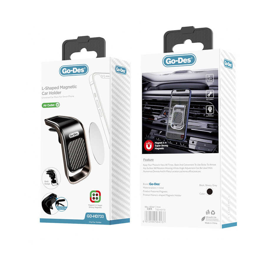 Go-Des GD-HD733 L-Shaped Magnetic Araç Telefon Tutucu - 2 Go-Des GD-HD733 L-Shaped Magnetic Araç Telefon Tutucu - 2